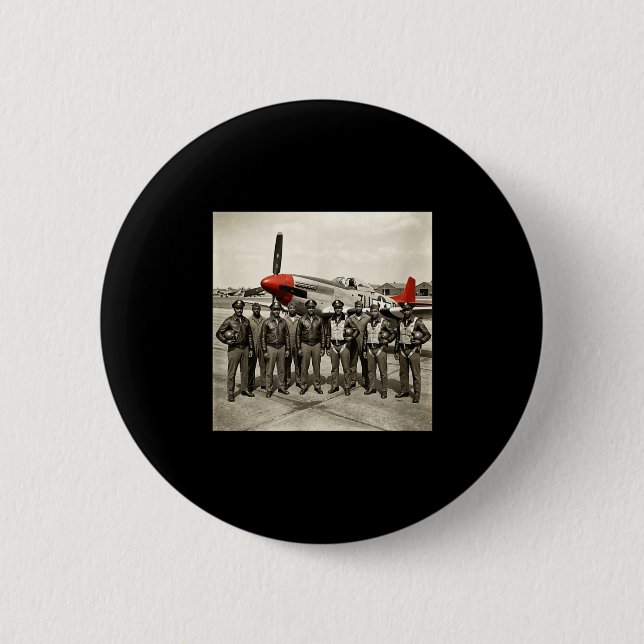 Retro schwarze Luftwaffenpiloten schwarze Geschich Button (Vorderseite)
