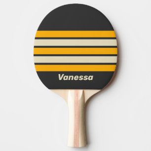 Retro Schwarze Sonne über Streifen mit Namen Tischtennis Schläger
