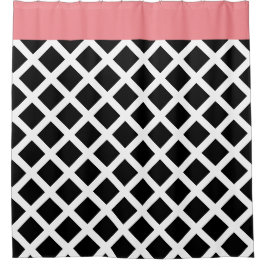 Retro schwarze u. weiße rosa Grenze des Duschvorhang