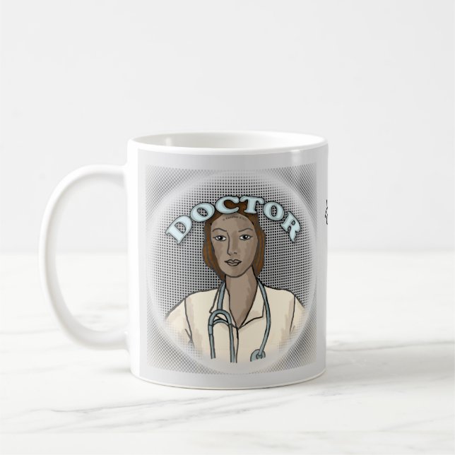 Retro-schwarze weibliche Ärztin Kaffeetasse (Links)