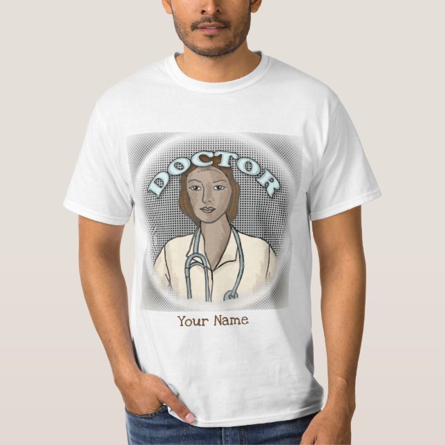 Retro-schwarze weibliche Ärztin T-Shirt (Vorderseite)