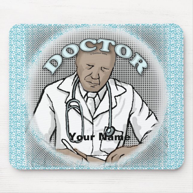 Retro schwarzer männlicher Arzt Mousepad (Vorne)