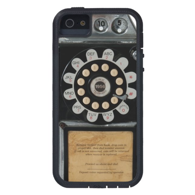 Retro schwarzer Münztelefonkasten Case-Mate iPhone Hülle (Rückseite)