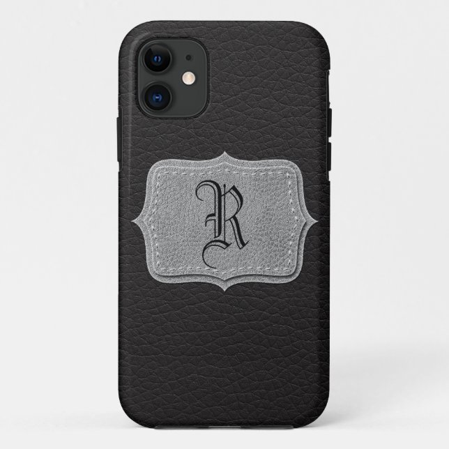 Retro schwarzes ledernes personalisiertes Case-Mate iPhone hülle (Rückseite)