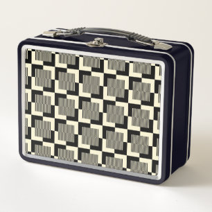 Retro Schwarzes u. TAN-Muster Metall Brotdose