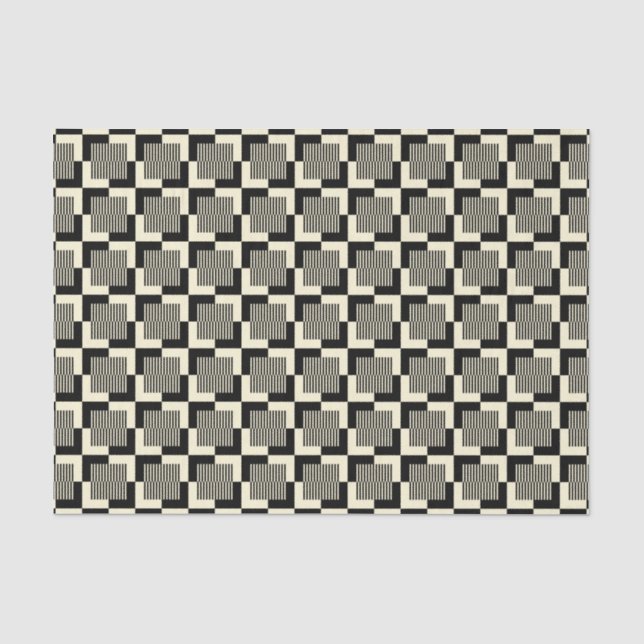Retro Schwarzes u. TAN-Muster Seidenpapier (Vorderseite)