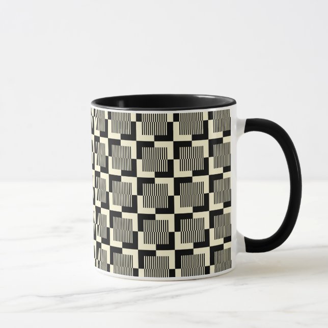 Retro Schwarzes u. TAN-Muster Tasse (Rechts)
