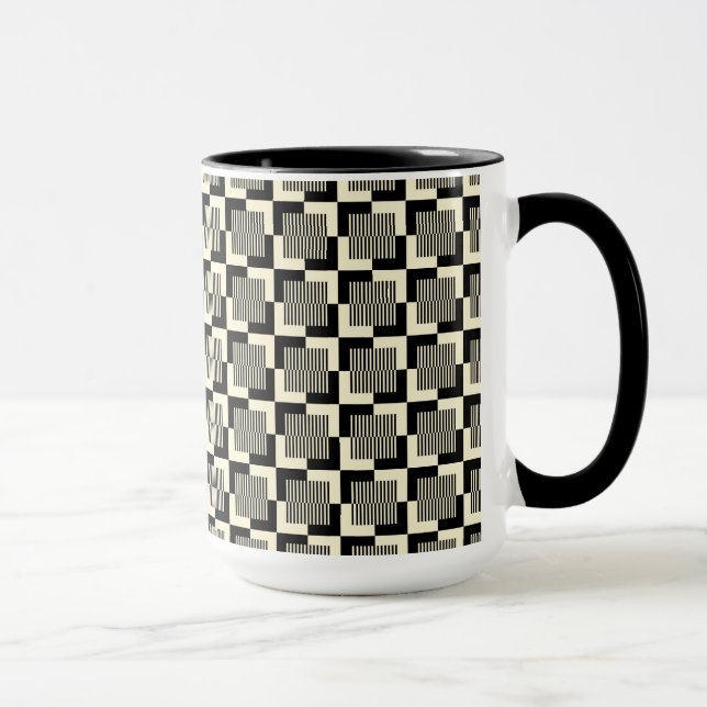 Retro Schwarzes u. TAN-Muster Tasse (Rechts)