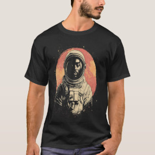 Retro-Schwarzmann-Astronaut, der den Weltraum erku T-Shirt