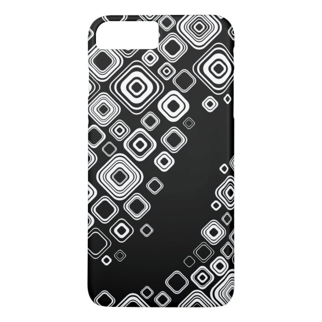 Retro Schwarzweiss-Quadrate Case-Mate iPhone Hülle (Rückseite)