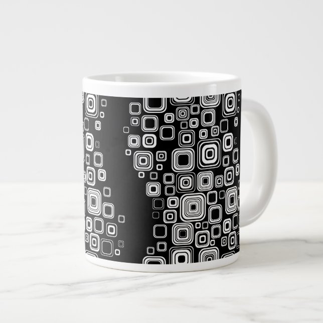 Retro Schwarzweiss-Quadrate Jumbo-Tasse (Vorderseite Rechts)