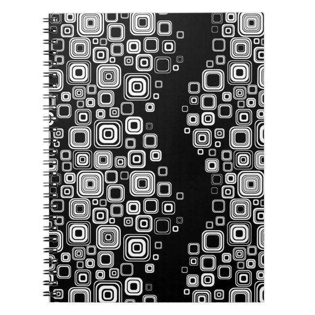 Retro Schwarzweiss-Quadrate Notizblock (Vorderseite)