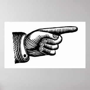 Retro Schwarzweiss-Zeigefinger Poster