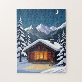 Retro-Schweizer Alpen-Ski-Chalet Winter Wonderland