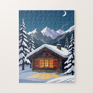 Retro-Schweizer Alpen-Ski-Chalet Winter Wonderland
