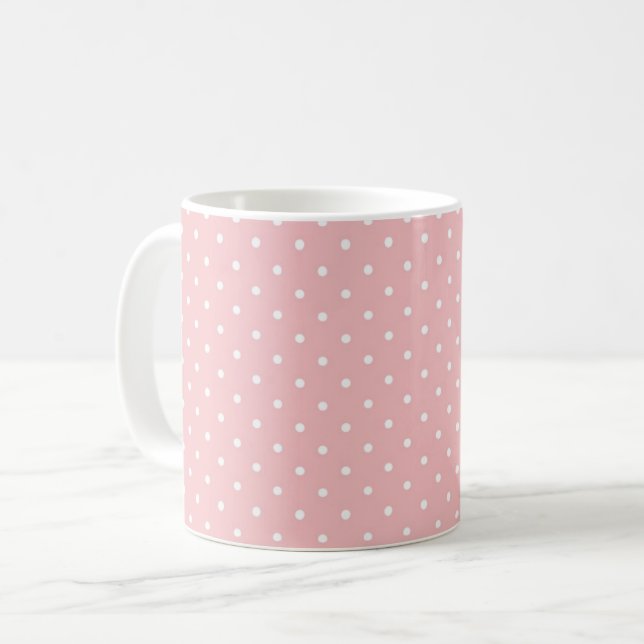 Retro Schweizer Punkte - Muschel pink Kaffeetasse (Vorderseite Links)