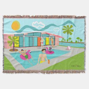 Retro-Schwulen-Pink-Flamingo-Poolparty Decke