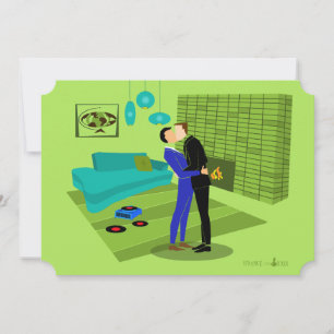 Retro schwules Liebespaar Einladung