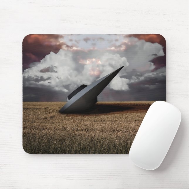 Retro Sci - fi. abgestürztes UFO Mousepad (Mit Mouse)