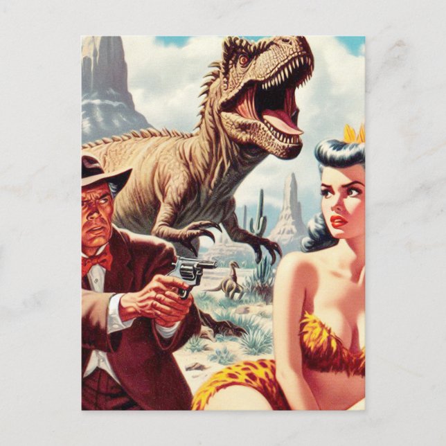 Retro-Sci-Fi-Button nach oben Postkarte (Vorderseite)
