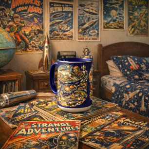 Retro-Sci-Fi-Comicbook-Art-Vignetten-Muster Tasse