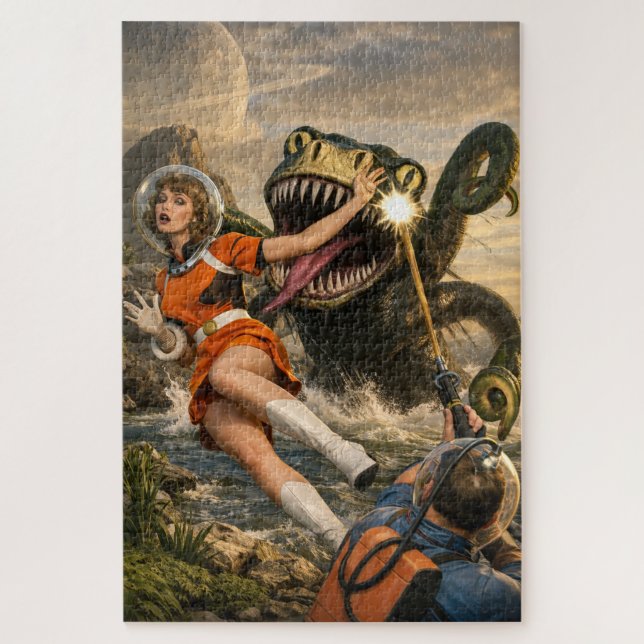 Retro-Sci-Fi-Fantasy-Weltraum-Monster-Kunst (Vertikal)
