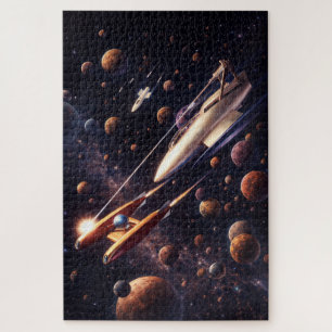 Retro-Sci-Fi-Fantasy-Weltraumschlacht-Kunst