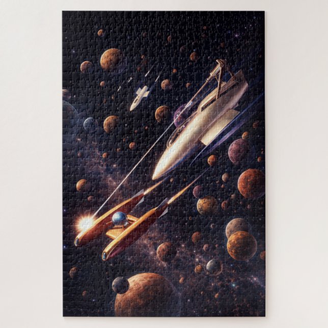 Retro-Sci-Fi-Fantasy-Weltraumschlacht-Kunst (Vertikal)