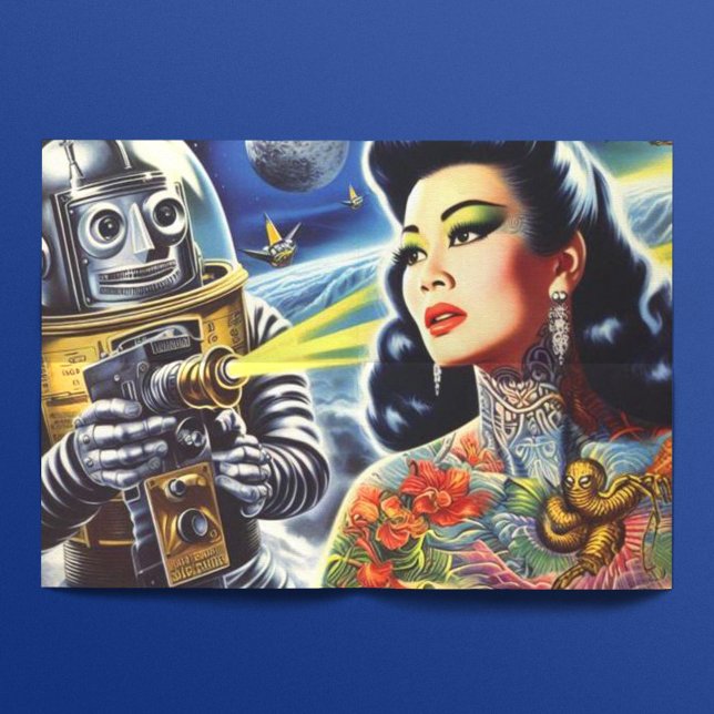 Retro Sci-fi-Frau Seidenpapier (Von Creator hochgeladen)