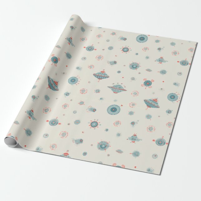  Retro-Sci-Fi-Geschenkpapier Geschenkpapier (Ungerollt)