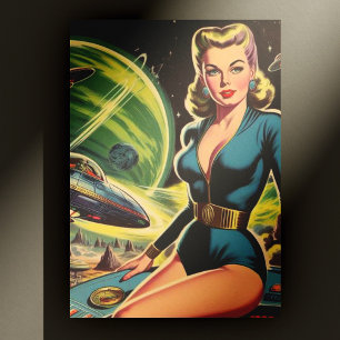 Retro Sci Fi Girl Postkarte