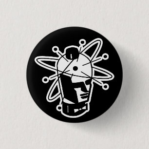 Retro-Sci-Fi-Roboter-Kopf - Schwarz & Weiß Button