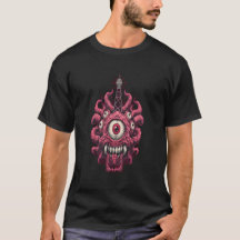 Retro-Sci-Fi-T-Shirt mit Augenmonster und Gedanken
