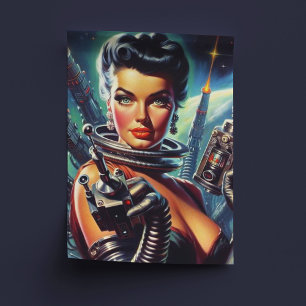 Retro Sci-Fi weibliche Malerei Seidenpapier