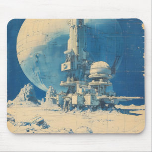 Retro-Sci-Fi-Weltraumbasis Mousepad