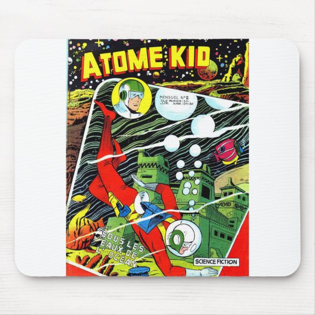 Retro Sci Fiktion Cover - Französische Vintage Com Mousepad (Vorne)