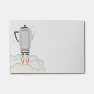 Retro-Science-Fiction-Kaffeekanne-Perkolator-Raket Post-it Klebezettel