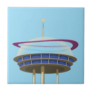 Retro-Science-Fiction-Wolkenkratzer Fliese