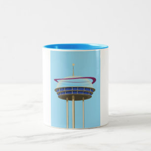 Retro-Science-Fiction-Wolkenkratzer Zweifarbige Tasse