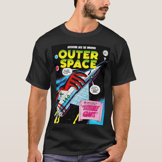 Retro SciFi Adventure Outer Space Comic Cover T-Shirt (Vorderseite)