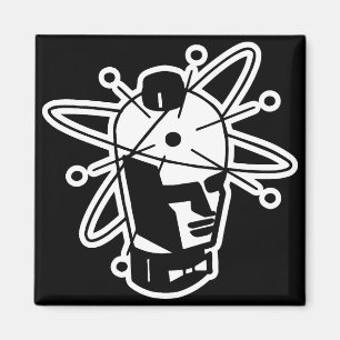 Retro SciFi Roboter Head - Schwarz & Weiß Magnet
