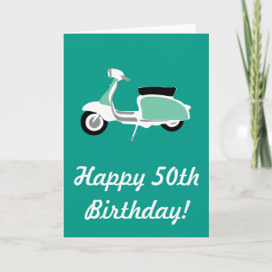 Retro Scooter Happy 50. Geburtstagskarte Karte