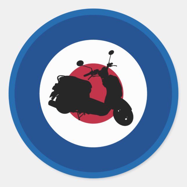 Retro Scooter-Silhouette-Aufkleber Runder Aufkleber (Vorderseite)