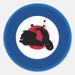 Retro Scooter-Silhouette-Aufkleber Runder Aufkleber