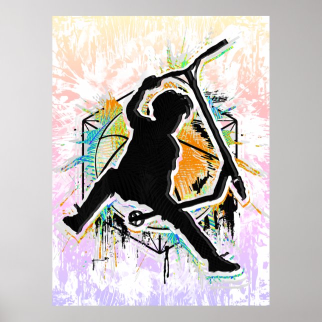 Retro Scooter - Stuntscooter - Kick Stunt Scooter Poster (Vorne)