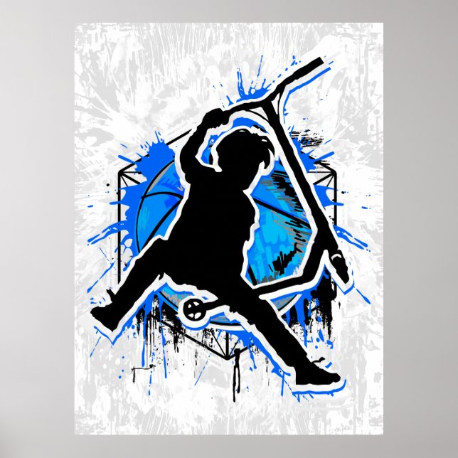Retro Scooter - Stuntscooter - Kick Stunt Scooter Poster (Vorne)