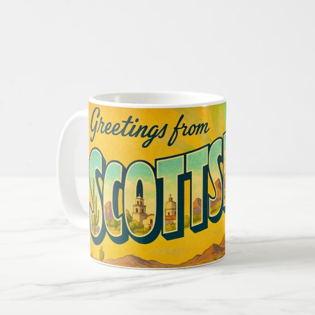 Retro Scottsdale AR Postcard Mug Kaffeetasse (Vorderseite Links)