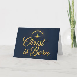 Retro Script Christ is Born Christmas Feiertagskarte