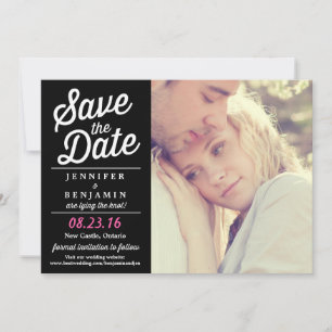 Retro-Script-Foto mit Schwarz und Rosa Save the Da Date