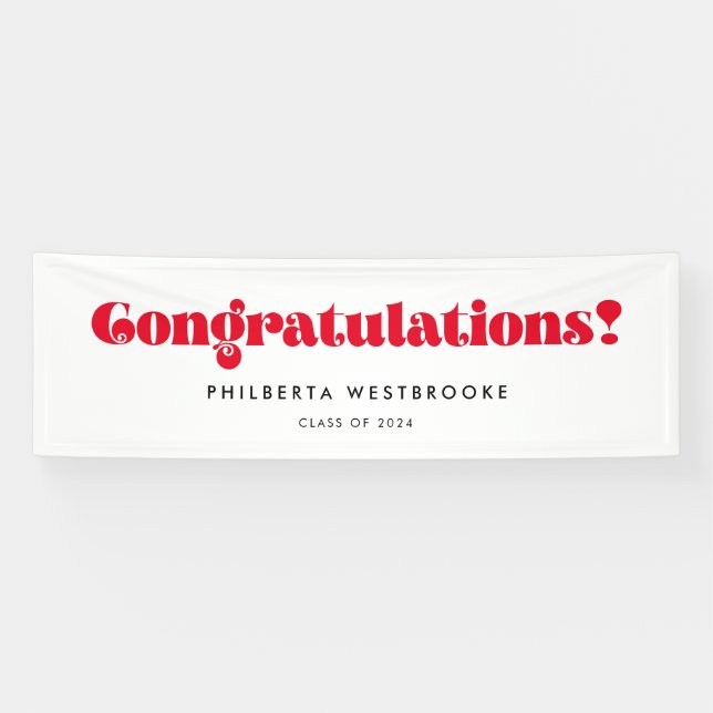 Retro Script Graduation Party Glückwünsche Banner (Horizontal)
